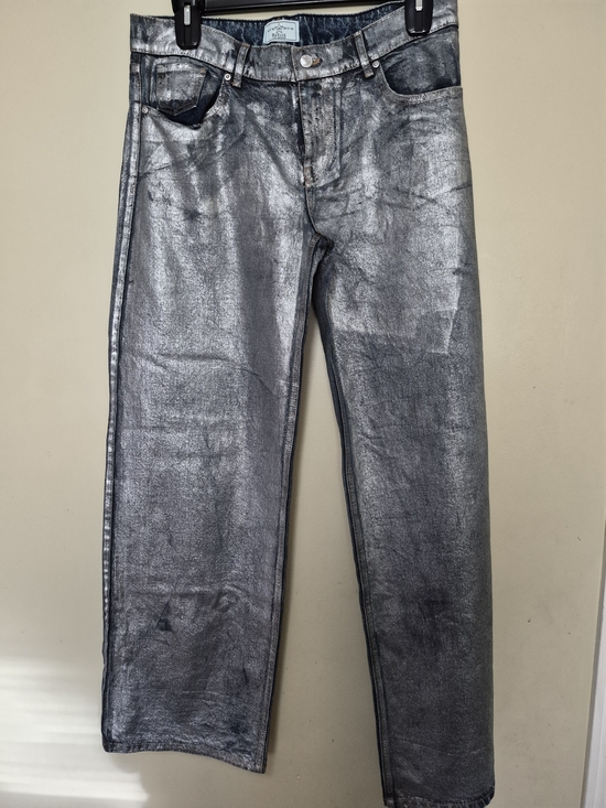 reVice los Angeles Denim - REVICE Silver Metallic Straight Jeans